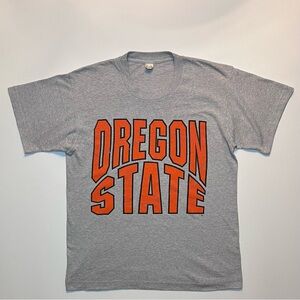 90’s Vintage Retro Oregon State Beavers T-Shirt Cotton Gray Orange Unisex Sz. M